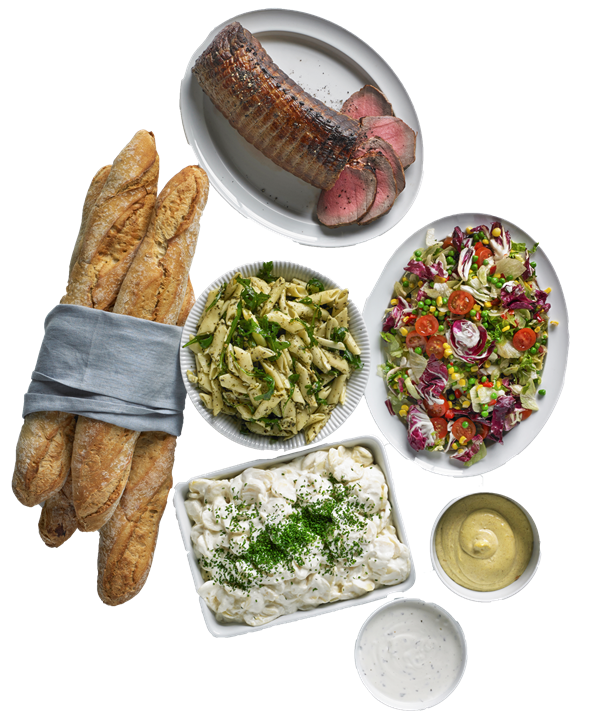 Slagterens festmenu med  roastbeef eller culottesteg